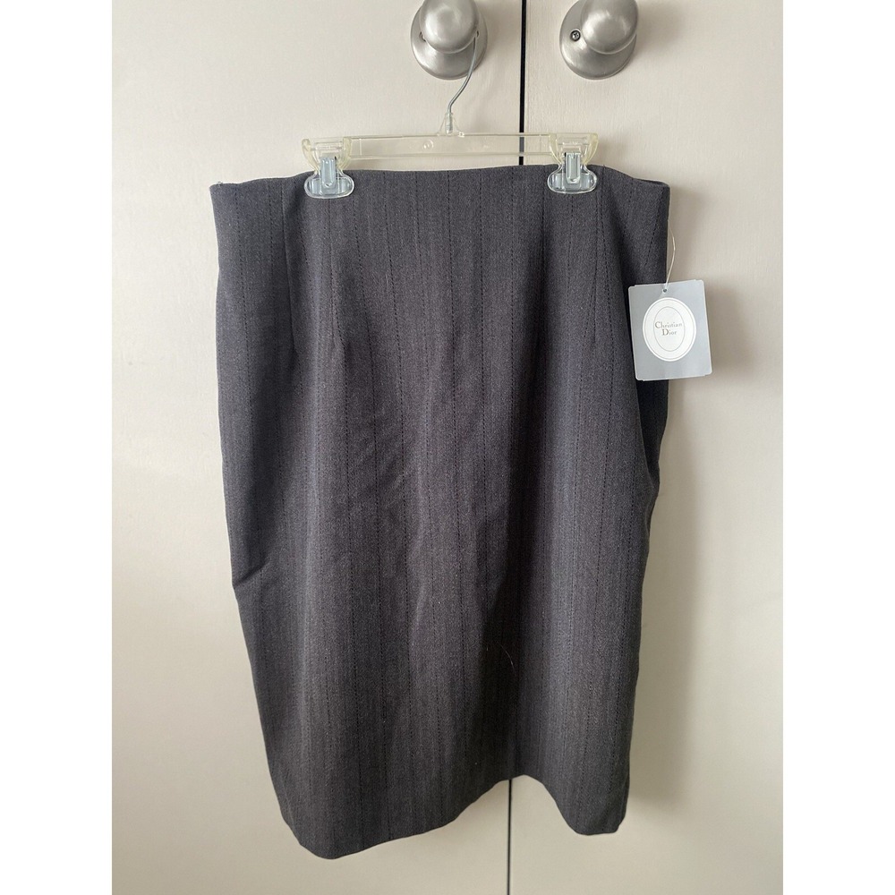 Vintage Christian Dior Skirt Wool Pencil Pleated Pockets Womens 14